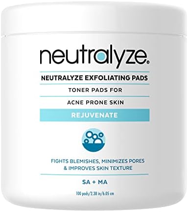 Neutralyze Exfoliating Acne Wipes - Maximum Strength, Dual Textured Acne Pads for Face & Back - Medical Grade 2% Mandelic Acid & Salicylic Acid Pads - Acne Cleansing Pads (100 Acne Face Wipes)