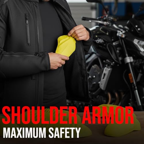Image of Jackets 4 Bikes CE Level 2 Back, Elbow and Shoulder Certified Armor Pads 5 PC Set, Motorcycle Armor Protector Inserts for Motorcycle Jackets Unisex All Yellow