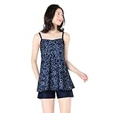 [アラポラッカ] 水着 レディース 体型カバー タンキニ 大きいサイズ ショートパンツ 3点セット : ネイビー LL