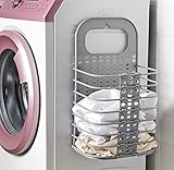 EASY SHOPE Wall Mounted Bathroom Hanging Mesh Laundry Basket Toiletry Organization Washing Bin Home Portable Magic Sticker Plastic Laundry Hamper Bag for Bathroom Bedroom Dirty Clothes (Multi)