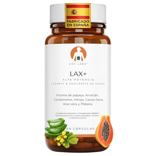 Laxante LAX+, Alivia el Estreñimiento Adultos 100% Natural & Vegano, Ablanda las Heces, Efectivo & Rapido con Papaya, Arraclan, Cardamo, Hinojo, Sena, Aloe & Plantago