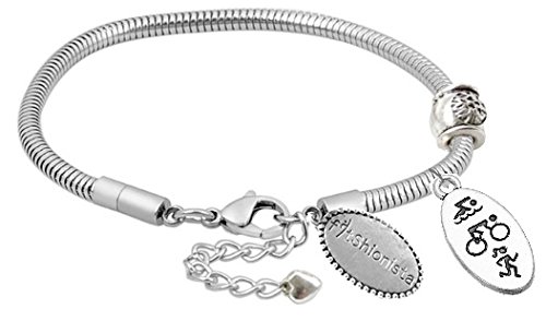 Silver Plated Triathlon Charm Starter DIY Snake Chain Bracelet with Removable Heart Lobster Clasp
