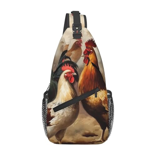 Bolso cruzado para hombre con estampado de gallo y gallina miniatura 1