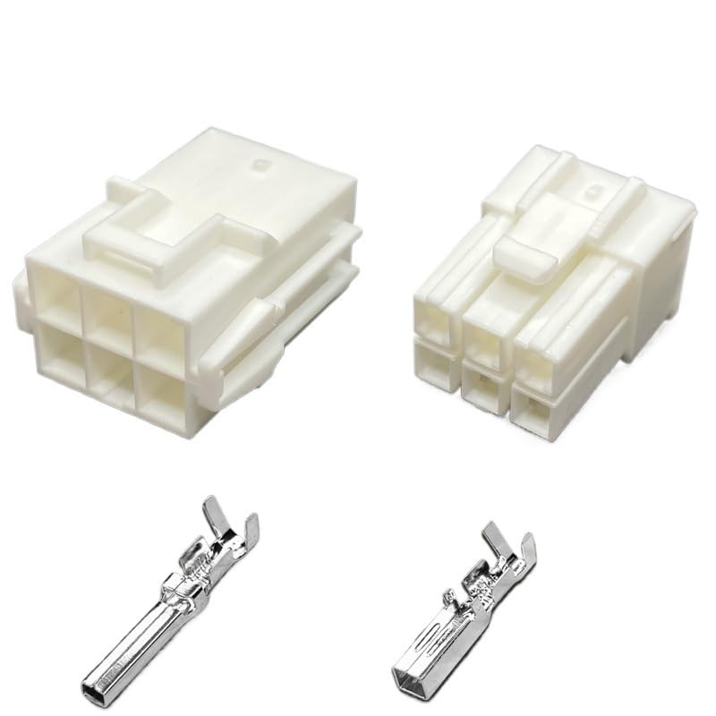 VL6.2mm spacing Connector high Current Cable Two ho/*le Plug 1/2/3/4/6/8/12 pin Wire Harness Socket Terminal Sheath(6p,1sets)
