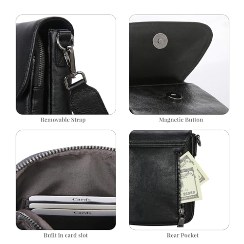 Image of HESHE Small Leather Crossbody Bag for Women RFID Phone Purse with Card Slot | Anti Theft,Genine Leather,Wide Adjustable Strap,Multi-Pocket Fits 6.9 inch Phone Trendy Shoulder Cross Body Bag for Daily,Travel