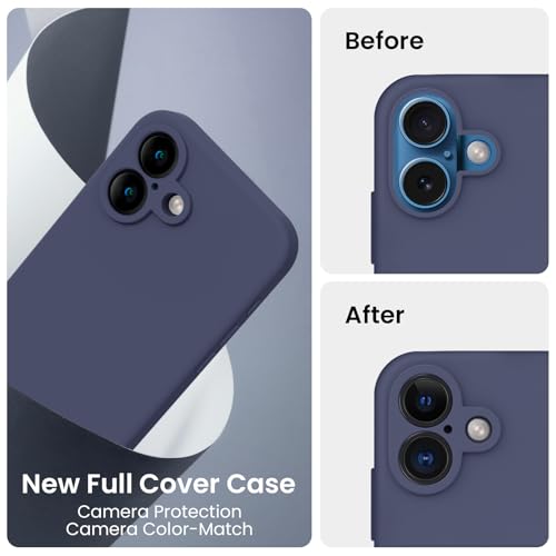 Image of FireNova Designed for iPhone 16 Plus Case, Silicone Upgraded [Camera Protection] Case, Soft Anti-Scratch Microfiber Lining Inside, 6.7 inch, Navy Blue