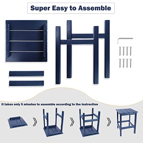 Worldeep Outdoor Adirondack Side Table, Outdoor End Tables For Patio Weather Resistant,Hdpe Outdoor Rectangular End Table For Adirondack Chair,Pool Deck, Beach, Garden, Porch,Easy Maintenance #TOP4