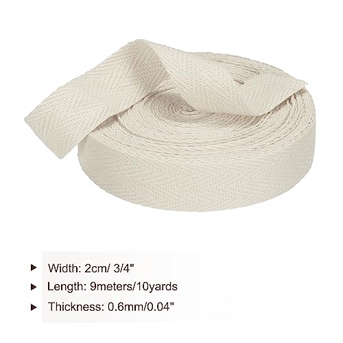 PATIKIL Cotton Twill Tape 20mm(3/4") 9m(10 Yards) Cotton Ribbon Bias Binding Tape Herringbone Webbing Trim for Sewing Gift Wrapping Craft DIY Cream White - Image 2