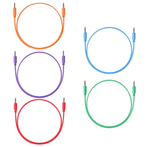 BTFO 5pcs 3.5mm Mono TS Modular Synth Patch Cables 60cm/2ft (5 Colors)