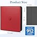 Premium Zip Card Binder 12 Pocket, Fabmaker 912 Pockets Trading Card Binder, PU Zipper Card Collection Album, Sturdy Side-Loading Card Book Holder for Game & Sports Cards, Red