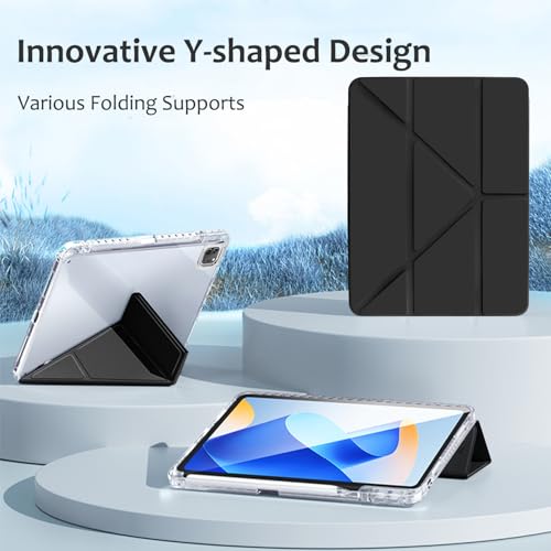 Hard Shell Case Compatible with 2025/2024 iPad Pro 11 inch (M5/M4), Case with Pencil Holder, HD Clear Back Ultra-Light Shockproof TPU Leather Cover, Multi-Angle Support, Auto Sleep/Wake - Black by Digi-Tatoo - Image 2