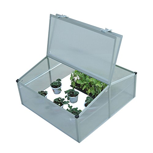 Outsunny 39" Aluminum Vented Cold Frame Mini Greenhouse Kit - Silver/Transparent