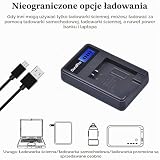 DuraPro 2 sztuki Akumulator LI-90B LI-92 DB-110 + Ładowarka LCD USB do Ricoh GR III, WG-6; Olympus Tough TG-5, TG-Tracker, SH-1, SH-2, Tough TG-2 iHS, Tough TG-3, Tough TG-4, SH60 Aparaty