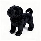 TUKVESZE Black Pug Dog Stuffed Animal, 12 inch Pug Dog Plush Toy Lifelike Dog Stuffed Animals for Girls and Boys Birthday Day, New Year (Black)