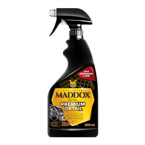 Maddox Detail - Limpia Salpicaderos Coche | Abrillantador Plásticos e Interior | Hidratador de Plásticos, Vinilos y Gomas | Limpiador Interior Coche | Acabado Brillante No Graso | Premium Detail 500ml