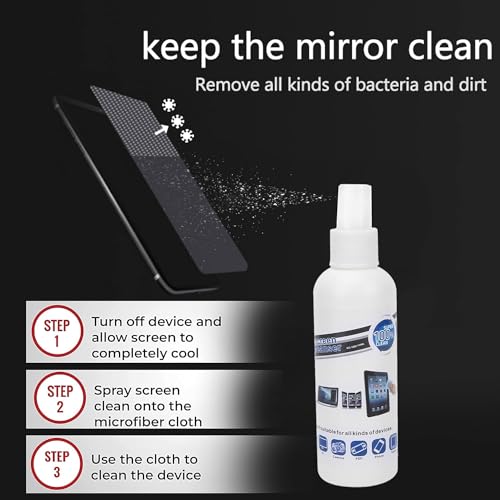 تايمي مجموعة تنظيف الشاشة - منظف شاشة LCD وLED مع محلول رذاذ، قطعة قماش من المايكروفايبر وفرشاة للابتوب والتلفزيون والهاتف الذكي والتابلت والكاميرا والشاشة