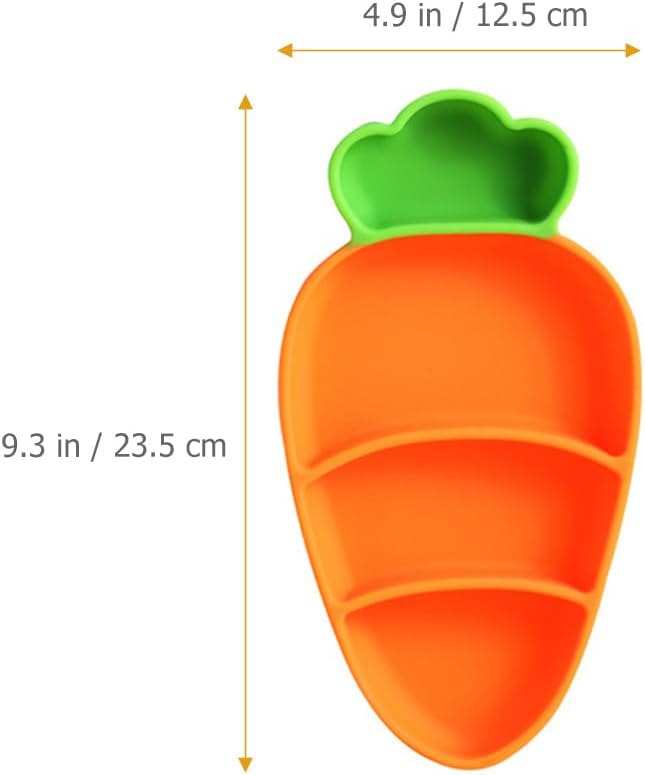 SUPVOX Carrot Toddler Plate Set 4-Piece Baby Feeding Utensils with Spoon Fork Straw Ergonomic Plastic Toddler Utensils Easy to Clean Safe for Kids 9.25X4.92X1.18 Inch