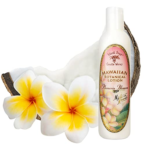 Island Soap and Candle Works Plumeria Blossom Scented Body Lotion for Men and Women, Paraben Free Body Moisturizer - Hydrating Hawaiian Skincare - 8.5 Fl Oz. Bottle