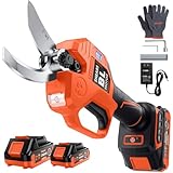 VOTREK® Electric Pruning Shears Cordless with 2 Batteries, [1.6'' Cutting Diameter] Professional Power Pruner, Garden Scissors for Tree Trimming Branch Cutter [SK5 Blades] [Brushless] [LCD Display]