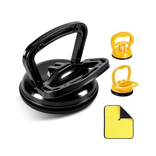 3 Pack Metal Car Dent Repair Kit, Aluminum Suction Cup Dent Puller, Dent Puller Tool for Hail Damage,Dent Repair Kit for Body（1pcs Large + 2pcs Small Suction Cups） 3PCS Black Metal Suction C