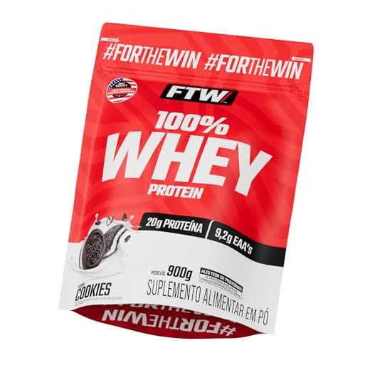 FTW Whey Protein 100% Concentrado - Suplemento Proteico para Atletas - Auxilia na Formação de Músculos para seus Treinos - Fonte de Proteína de Alto Valor Biológico - Sabor: Cookies - Refil 900g