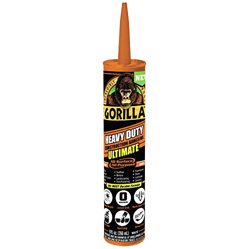 Gorilla Heavy Duty Ultimate Construction Adhesive, 9 ounce Cartridge, White, (Pack of 6)
