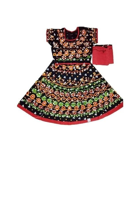 Image of PK HUB Girl's Cotton Radha Dress - Traditional Lehenga Choli with Dupatta | Readymade Chaniya Choli for Garba, Dandiya & Janmashtami | Ethnic Costume for Girls (Set of 3)