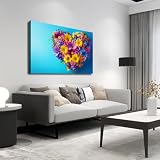 CHERHERART Kolorowy obraz na płótnie w kształcie serca kwiat Boho Boho Wiosna Bloom Decorat plakat do salonu 25 x 40 cm bez ramki