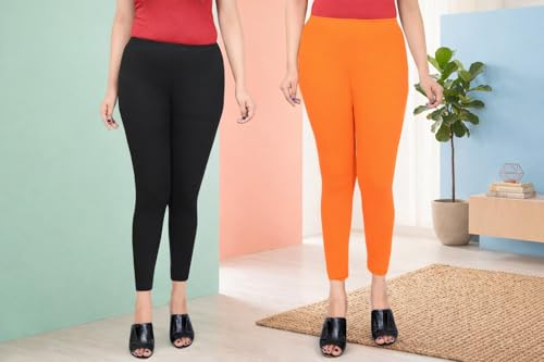 Image of Women Ankle Length Leggings Combo Pack Stretchable Comfortable Slim Fit High Waist Leggings for Women Ankle Length Soft Fabric
