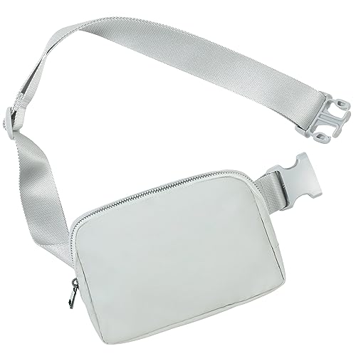 Image of ODODOS Unisex Mini Belt Bag with Adjustable Strap Small Fanny Pack for Workout Running Traveling Hiking, Light Grey