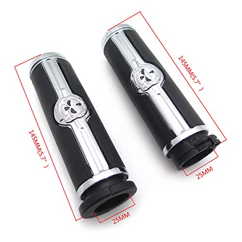 Image of XKMT-Chromed Handlebar Skull Grips to Compatible with 96-07 Touring Models and96-later VRSC XL XR Dyna Softail(Except FLSTSE2 /3 FLSTNSE and FXSBSE) Chrome [B07F3HN5QC]