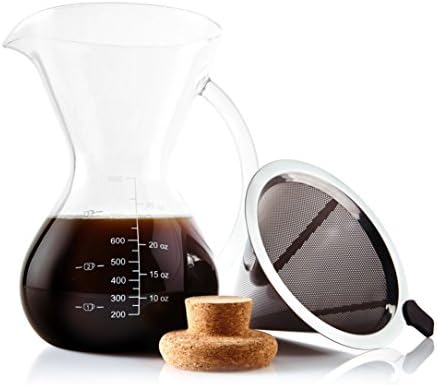 ARAMOX Cafetière à verser Pot à Café en Verre Réutilisable avec Filtre en Acier Inoxydable ARAMOX Cafetière à verser Pot à Café en Verre Réutilisable avec Filtre en Acier Inoxydable