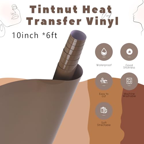 Image of Tintnut Brown Heat Transfer Vinyl - 10in x 6ft Bundle - Brown Iron On Vinyl for T-Shirts DIY
