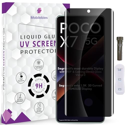 Image of Advanced HD+ UV Privacy Tempered Glass Screen Protector for Poco X7 (6.67 Inch, Pack of 1) Edge to Edge Coverage Anti-Spy /Anti-Peeping 9H Hardness Screen Guard with Installation Kit