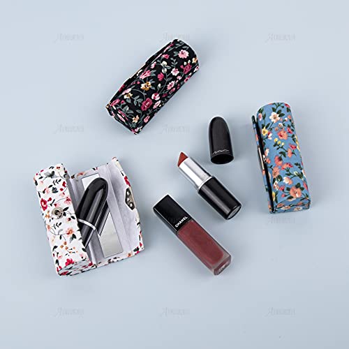 AUEAR, Pacote com 4 caixas de batom floral com espelho para bolsa de viagem (estampa de flor pequena