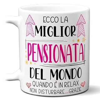 STAMPATEK Tazza Regalo Pensionata dell'anno, Idea Regalo donna pensione nonno pensionato, compleanno uomo, Tazza Miglior Pensionato del Mondo in Relax - MUG179