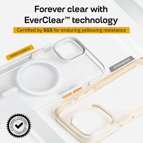 Image of Totem Tempered Glass Clear X Case For iPhone 15 Pro Max Back Cover|Everclear Technology|Lifetime Anti-Yellowing|Customizable Design|10 Ft+ Drop Protection|Magsafe Compatible|iPhone 15 Backcover |