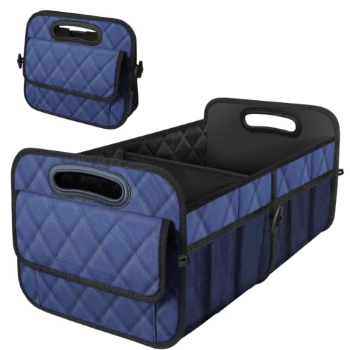 Image of Deosk Car Trunk Organizer for SUV, Car Organizers and Storage with Reinforced Handles, Car Accessories for Women /Men 50L Waterproof Polyester Trunk Organizer(Medium, Dark Blue)