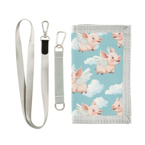 Wusikd Flying Piglets Kids Wallet for Boys Girls Cute Toddler Trifold Wallet Novelty Wallet for Teens Women Men