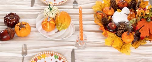 DeZerlor Ivory White Cheesecloth Table Runner 12 Pack Fall Table Runners Boho Gauze 120 Inches White Cheese Cloth Fall Table Decorations for Thanksgiving Weddings Bridal Baby Shower - Thumbnail 6
