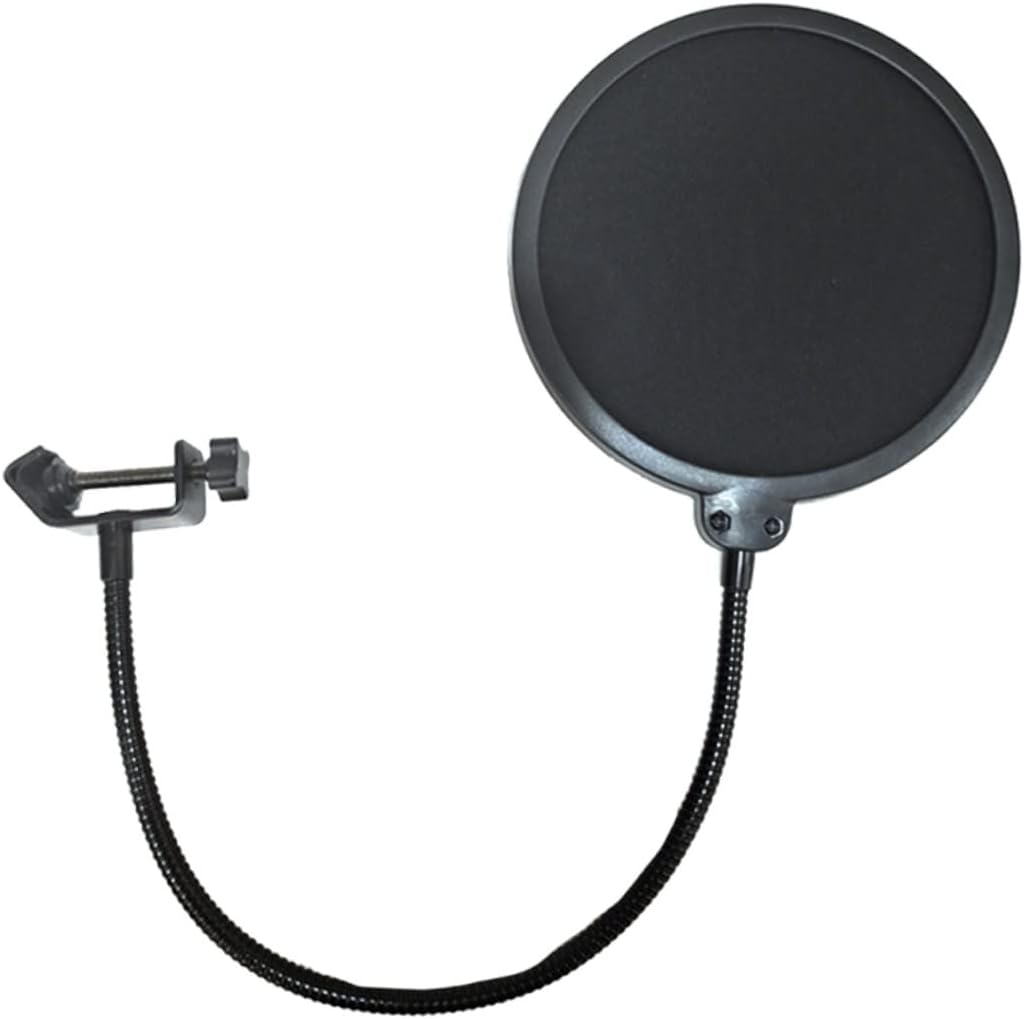 1pc Double-layer Microphone Pop Filter for Recording Windscreen Cover Flexible Gooseneck Support to Suppress Breath Sounds and Protect Mic from Saliva