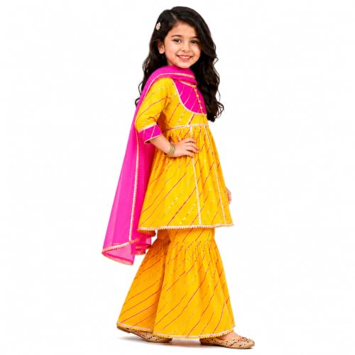 Image of LITTLE GINNIE Girls Kurta Sharara Set | Traditional Ethnic Wear for Kids