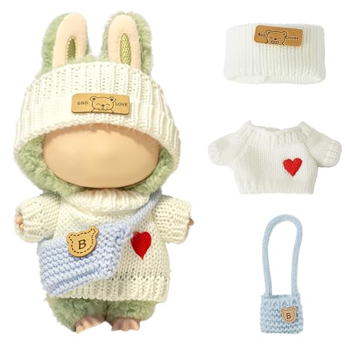Vêtements pour poupée Labubu accessoires au crochet faits main tenue 3 pièces avec mini sac