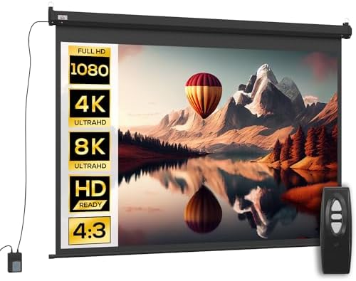 HOMCOM Pantalla de proyección 84" 171 x 130 cm 4:3 HD 4K Pantalla...