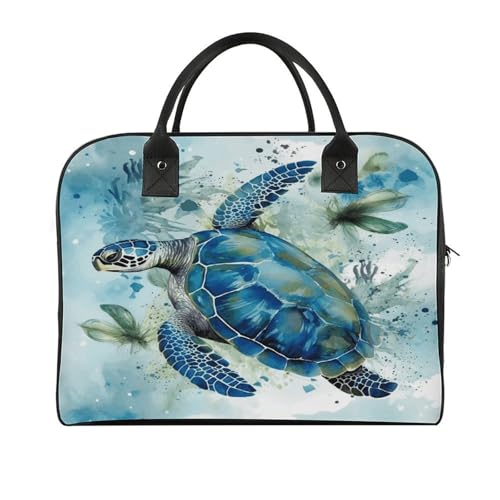 Bolso Tote Azul con Cremallera y Correa Ajustable de Nylon miniatura 1