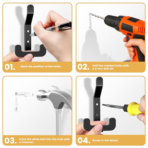 Miniatura 4 de Meijo Percheros Pared Con 5 Ganchos, Ganchos Para Abrigos Negro Pared Ganchos De Pared Acero Inoxidable Colgadores Ganchos Perchero Para Baño Entrada Cocina