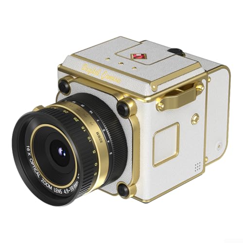 Appareil photo numérique vintage rétro 64 MP 4K FHD Mini caméra pour tous les âges, boîtier ABS, compatible avec carte SD, pour vlogging et photographie quotidienne, compact et léger (blanc)
