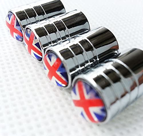 Zorratin Chrome Rim Wheel Valve Stem Cap Cover Screw with Union Jack Button for Mini Cooper r50 r53 r56 r56n f55 f56 r55 r52 r57 r58 r59 r60 r61 jcw