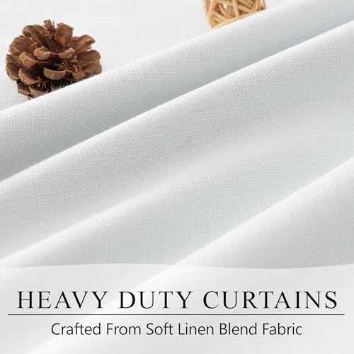 White Blackout Kitchen Curtains 45 Inch Length for Small Window Bedroom Cute Cottage Short Flax Linen Curtain 2 Panel Sets Heat Blocking Insulated Thermal Cafe Drapes Rod Pocket Back Tab 52 x 45 Long by DANCURTON - Used condition - Image 3