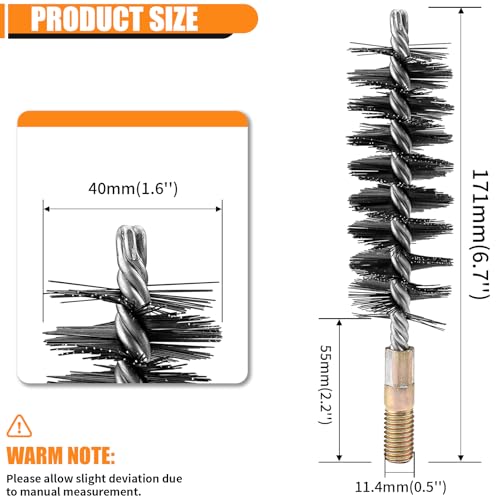 Image of 1Pc 40mm Round Tube Cylinder Bores Stainless Steel Wire Cleaning Brush 1.6''